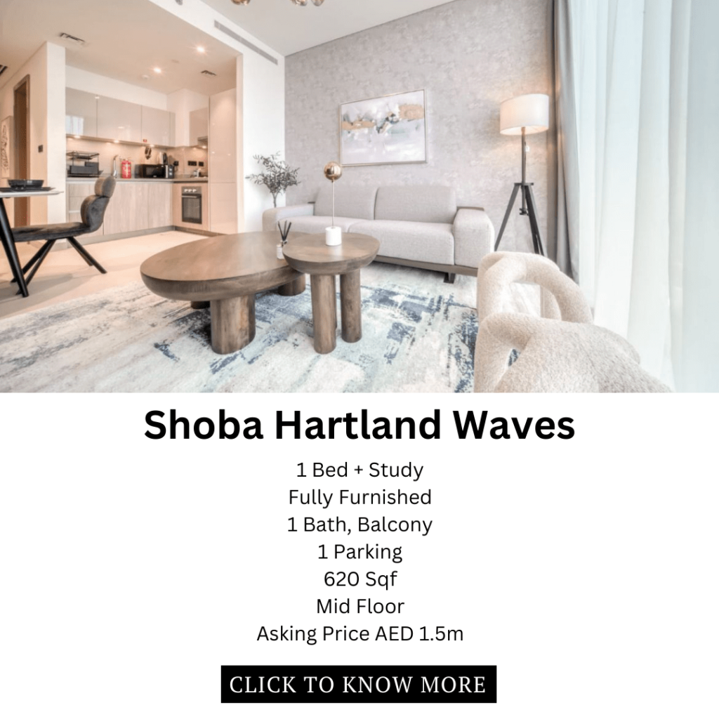 1 Bed + Study Apartment in Sobha Hartland Waves by Sobha